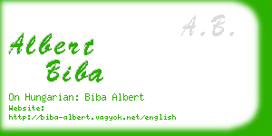 albert biba business card